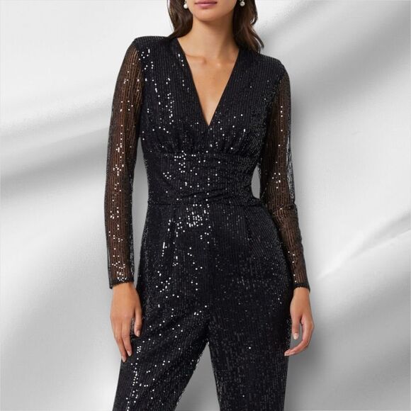 FRENCH CONNECTION Women’s Dilara Embellished Sequined Jumpsuit in the Size 6US - Picture 5 of 13
